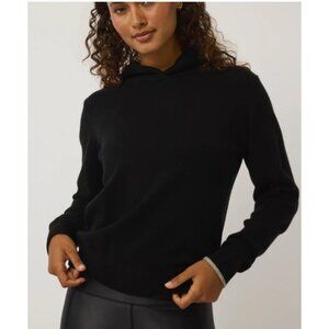 The Cashmere Project Drawstring Pullover Hoodie Sweater Black Sz M